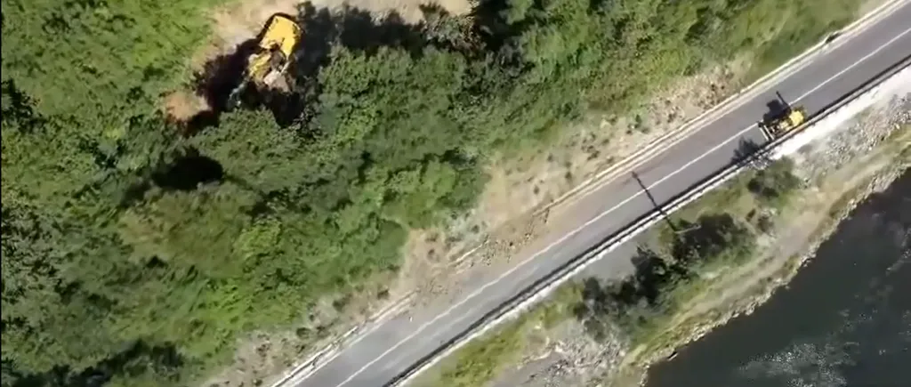 Imagini din DRONĂ de pe Valea Oltului, la patru zile de la începerea lucrărilor de defrișare