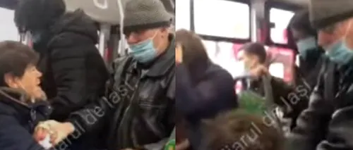 Bătaie într-un autobuz din Iași. O femeie care nu purta mască a fost lovită cu palma de un alt pasager