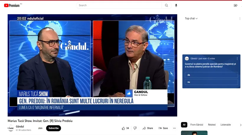 POLL Marius Tucă Show: „Guvernul va păstra pensiile speciale pentru magistrați pentru a nu bloca sistemul judiciar din România?”