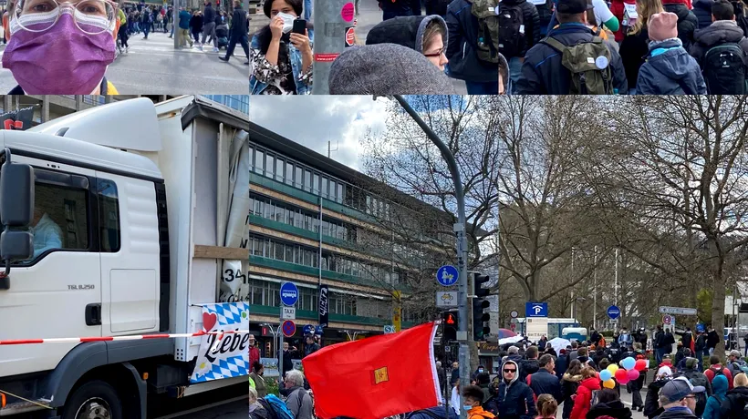 Proteste masive în Germania împotriva restricțiilor impuse de autorități! Nemții, cu zecile de mii pe străzile marilor orașe! Galerie FOTO&VIDEO din Stuttgart