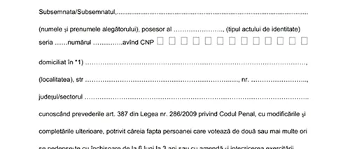 ALEGERI PREZIDENȚIALE 2014. BEC interzice alegătorilor să-și printeze formularele cu declarația pe propria răspunde, deși în mai multe secții din București s-au epuziat
