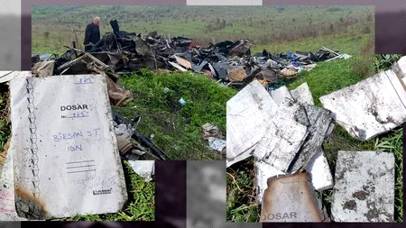 INCREDIBIL. Acte ale Primăriei Pleșoi, Dolj, care a luat foc luni, au fost găsite aruncate pe câmp joi