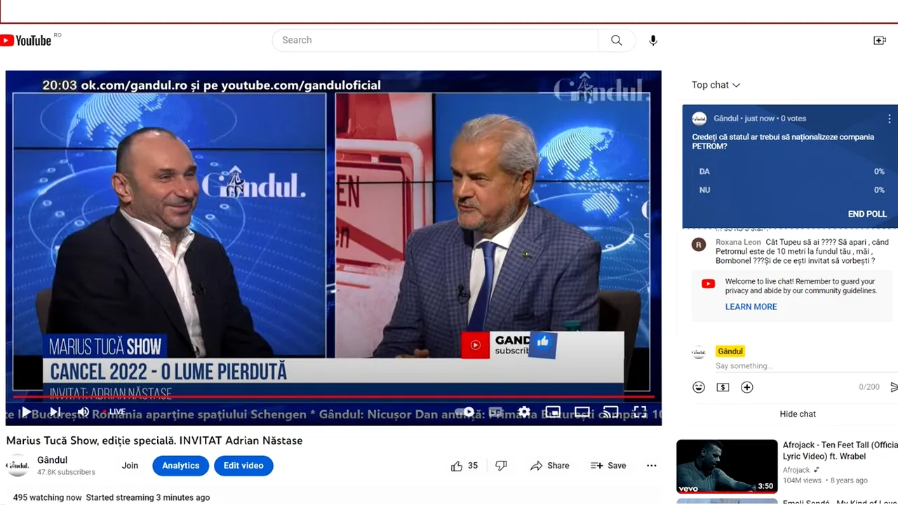 Poll Marius Tucă Show: „Credeți că statul ar trebui să naționalizeze compania Petrom?”. Ce au răspuns telespectatorii