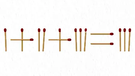 Test de inteligență | Mutați un singur chibrit, astfel încât egalitatea din imagine să devină corectă