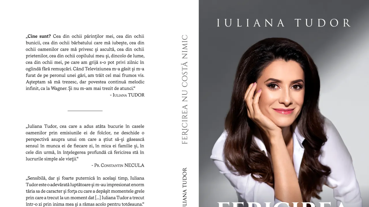„Fericirea nu costă nimic”, prima carte lansată de vedeta TVR Iuliana Tudor: „În paginile ei s-a clădit povestea mea