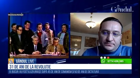 GÂNDUL LIVE. Bogdan Bucur, istoric și profesor universitar: În decembrie 1989 a avut loc în mod clar o revoluție / Orice comparație cu momentele anterioare anului 1989 astăzi este neavenită. Dacă morții Revoluției din decembrie 1989 ar învia, ei ar fi încântați de realizările noastre de astăzi | VIDEO