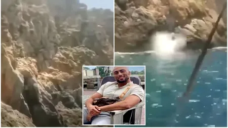 VIDEO | Un fost fotbalist a murit după ce a sărit de pe o stâncă, de la 35 de metri înălțime. Tragedia a fost filmată chiar de soția lui