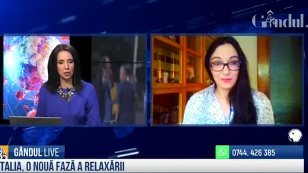 GÂNDUL LIVE. Ramona Voiculescu, jurnalistă stabilită în Italia: „Oamenii pot ieși din casă, dar cu respectarea măsurilor de distanțare socială” / „Am preferat să nu mă mai văd cu amicii, am considerat că este spre binele nostru”
