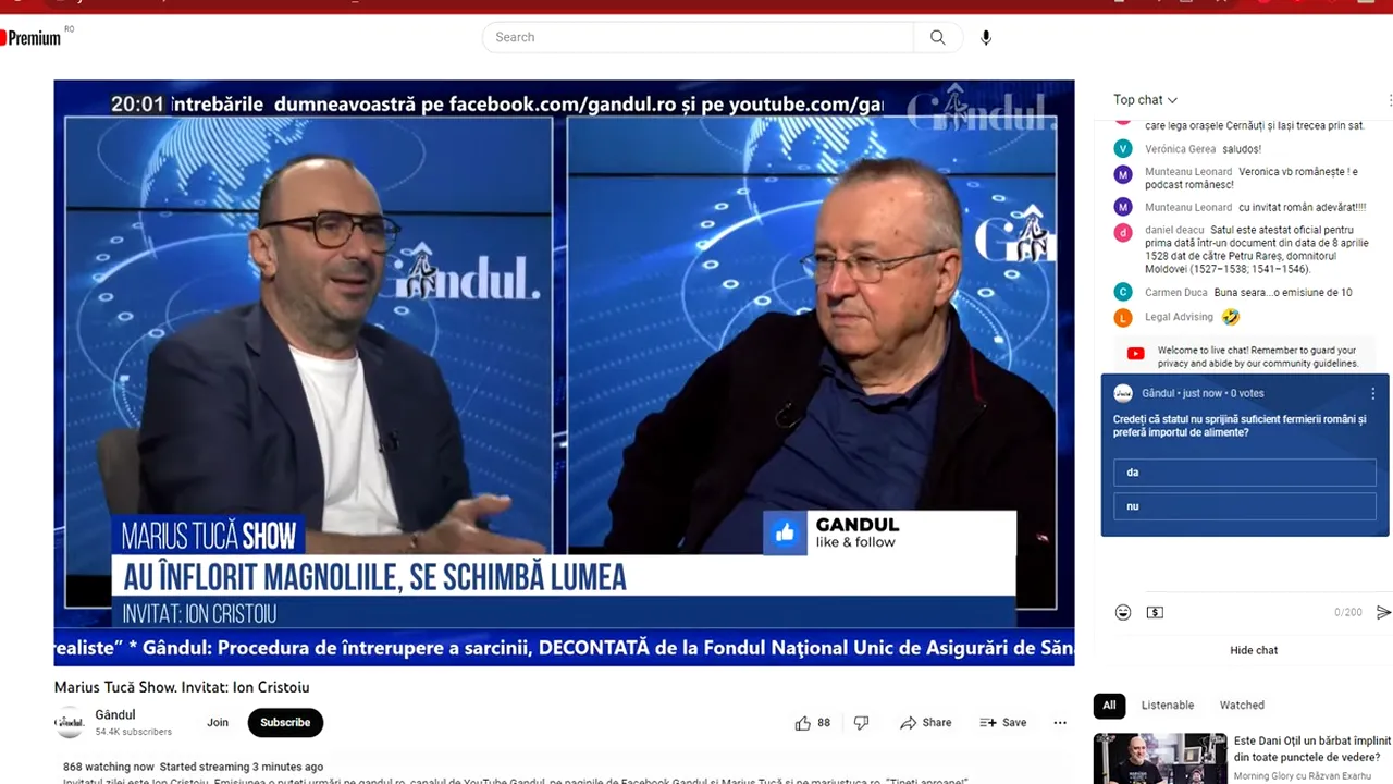 POLL Marius Tucă Show: „Credeți că statul nu sprijină suficient fermierii români și preferă importul de alimente?”