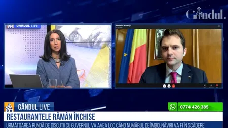 GÂNDUL LIVE. Sebastian Burduja, secretar de stat la Finanțe:„Ca economist și cetățean, îmi doresc să redeschidem toată România cât mai repede”. De ce rămân restaurantele închise