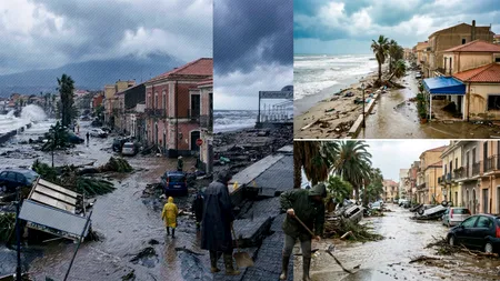 Sicilia, devastată de ciclonul Harry. Pagube de sute de milioane de euro. Dezastrul în imagini