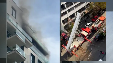 VIDEO UPDATE | Incendiu puternic într-un complex rezidențial de lux din București. Autoritățile au intervenit de urgență