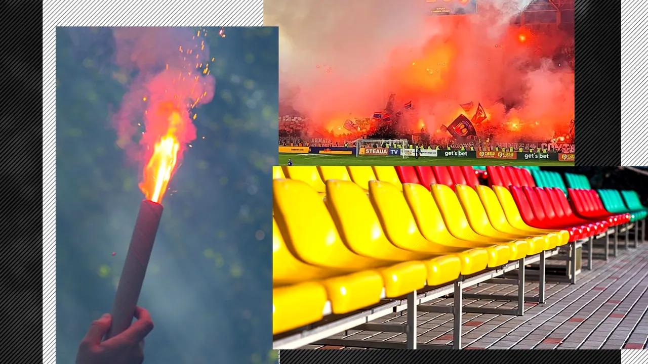 Petarde și fumigene, îngropate pe stadionul Corvinul Hunedoara. Ce comori au descoperit jandarmii înaintea meciului crucial cu CFR