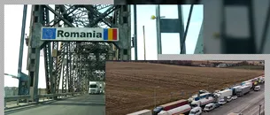 VIDEO | Circulaţia pe Podul Giurgiu-Ruse se desfăşoară pe o singură bandă, până pe 22 decembrie. Camioanele așteaptă la frontieră și șase ore