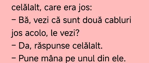 BANCUL ZILEI | Doi muncitori lucrau la un stâlp de înaltă tensiune