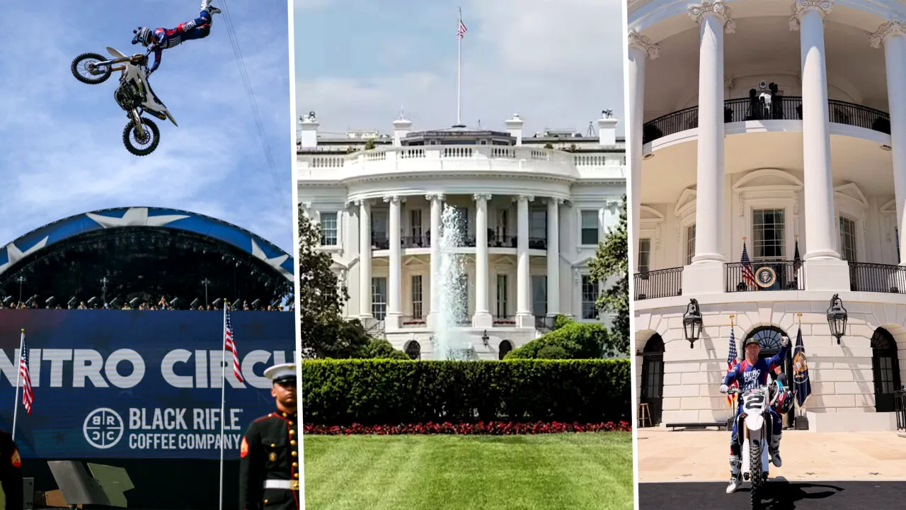 Peluza Casei Albe s-a transformat în arenă pentru sporturile extreme. Weekendul la reședința lui Trump a început cu demonstrații de motocros