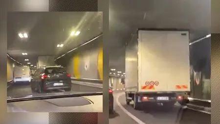 VIDEO - Pasajul Unirii din Capitală, blocat din nou. Un camion care a depășit limita de înălțime a rămas înțepenit