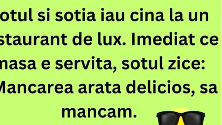 BANC. „Soțul și soția iau cina la un restaurant de lux”