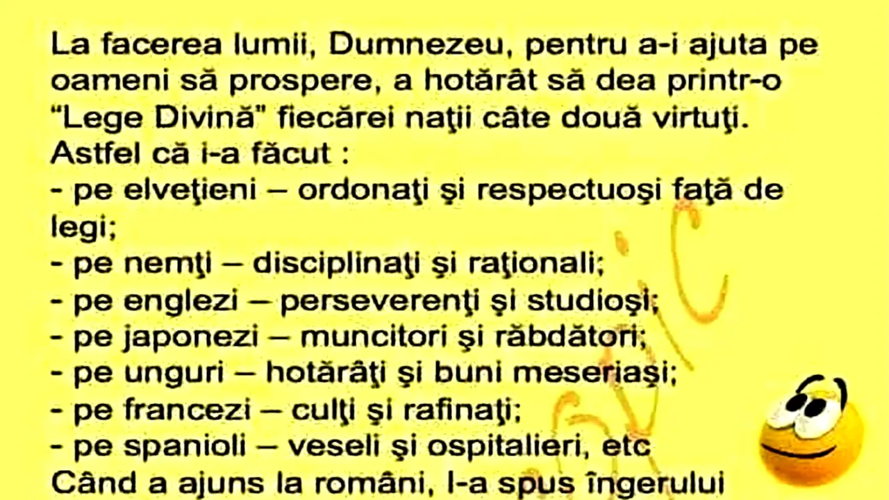 BANCUL ZILEI | Cum i-a făcut Dumnezeu pe români
