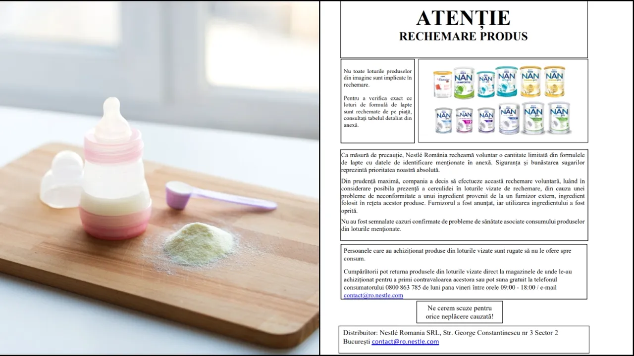 Alertă alimentară. Nestle a retras de la raft mai multe loturi de formule lapte pentru sugari. Care este motivul