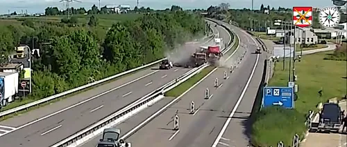 VIDEO. Sfârşit tragic pentru un şofer român de TIR. A murit după ce a intrat într-o mașină de întreținere a autostrăzii