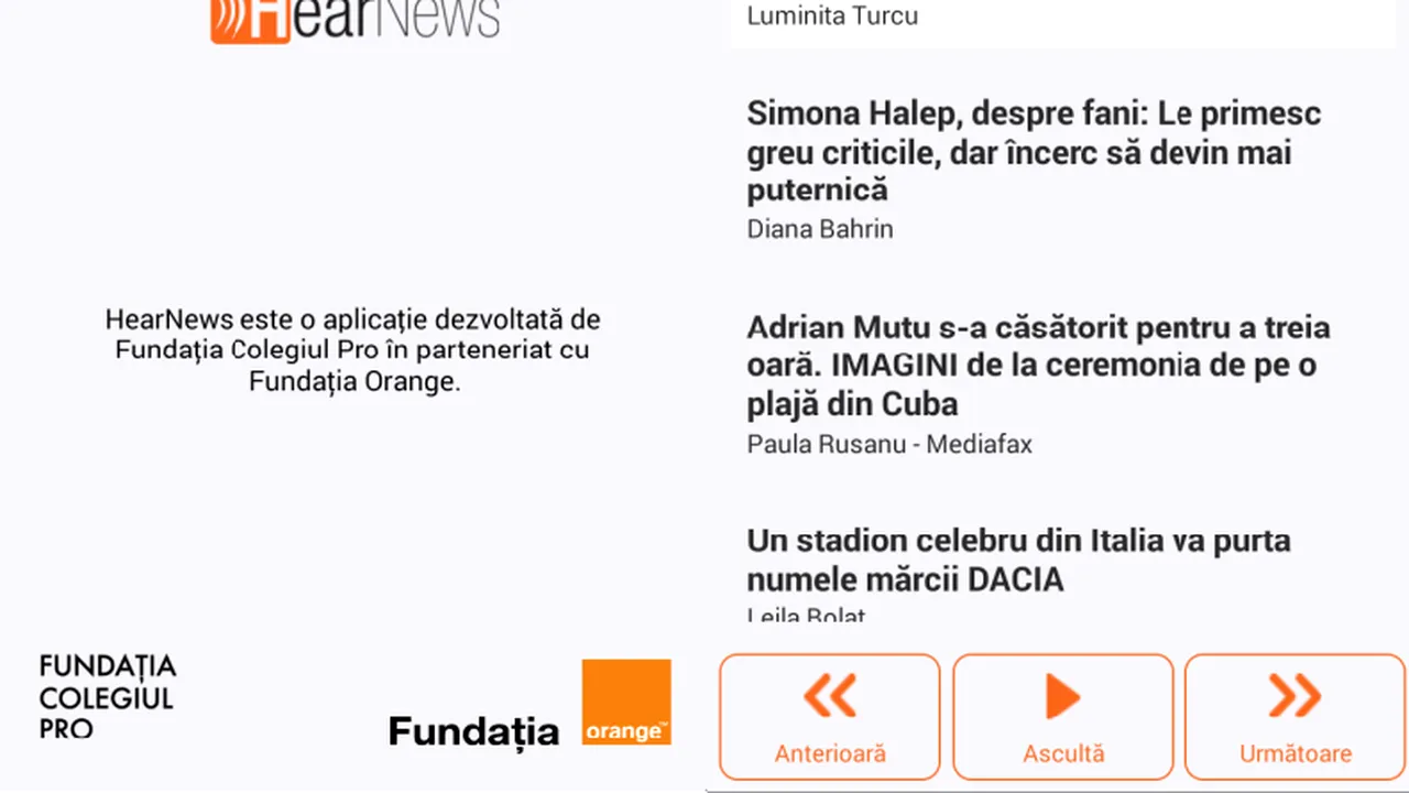 Știrile Mediafax și Gândul, de astăzi și pe aplicația pentru nevăzători „Hear News