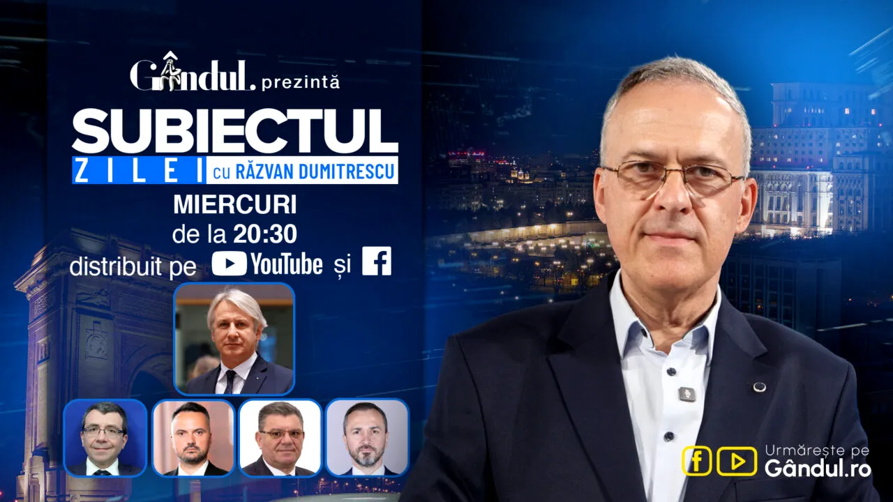„Subiectul Zilei cu Răzvan Dumitrescu” începe miercuri, 09 septembrie, de la ora 20:30, live pe Gândul. În exclusivitate, Eugen Teodorovici, dezvăluiri despre banii din PNRR, cât datoriile companiilor la un loc
