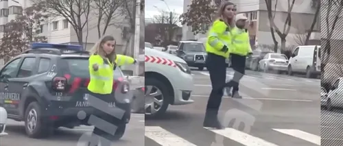 FOTO - VIDEO | O polițistă din Brăila a ajuns de râsul internetului. Tânăra, ironizată pentru felul cum dirijează traficul: „Are o fobie. Îi e frică de mașini. Să-i dea un spor de stres”