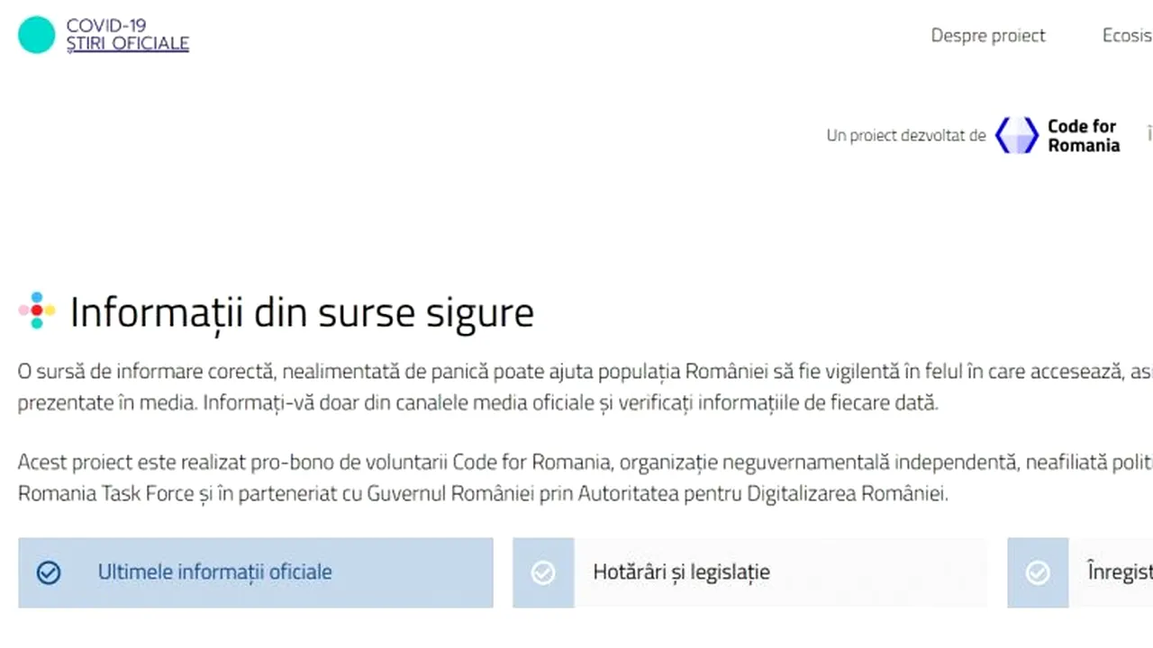 CORONAVIRUS. Guvernul a lansat platforma online COVID-19 Știri Oficiale