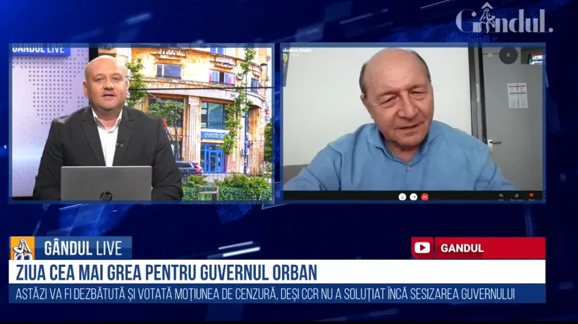 GÂNDUL LIVE. Traian Băsescu: „Moțiunea nu are șanse, politica românească e plină de oameni care își declară principiile, dar nu și le respectă”