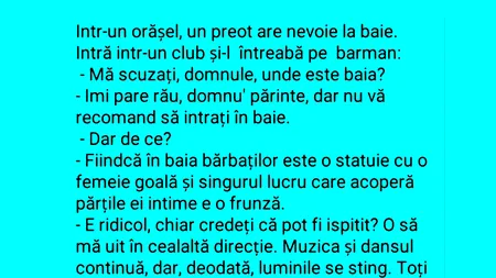 Bancul de joi | Un preot intră într-un club și-l întreabă pe barman: 