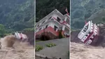 Imagini virale. O clădire a unei primării din Nepal s-a prăbușit în râu din cauza unei alunecări de teren. Câți oameni și-au pierdut viața