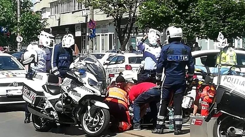 BUCUREȘTI. Un polițist pe motocicletă a fost lovit în urma unui accident rutier