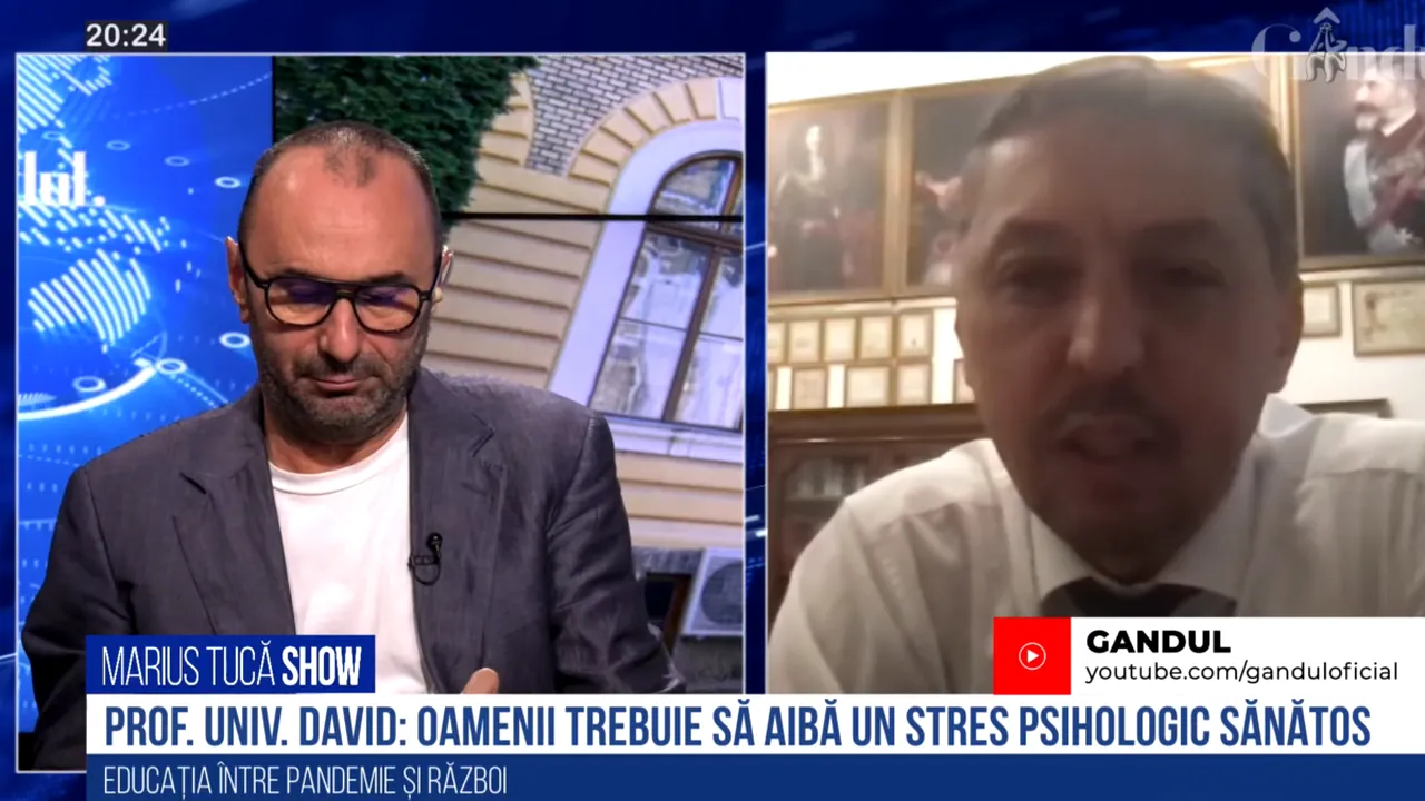 VIDEO | Daniel David: „Mi-ar fi plăcut ca, în pandemie, autoritățile să fie mai atente și mai responsabile și cu componenta de psihologie. Este important ca oamenii să reacționeze cu un stres psihologic sănătos”