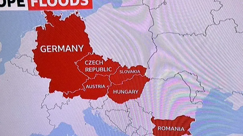 BBC a încurcat din nou țările. A mutat România în Bulgaria, pe o hartă despre inundațiile care au afectat Europa