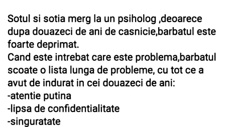Bancul de joi | Soțul și soția merg la un psiholog