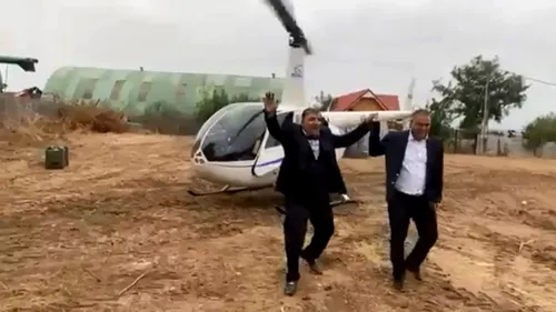 VIDEO| Un primar din Dolj a fost dus la nuntă cu elicopterul: „A fost ambiția finului”