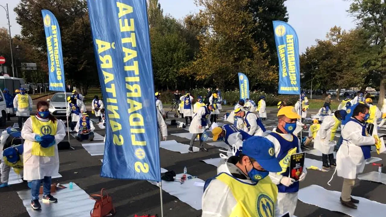 Federația „Solidaritatea Sanitară”, protest la Guvern: Vrem condiții decente de muncă! - FOTO/VIDEO