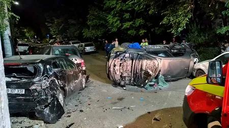 Accident cu șapte mașini în București. Patru persoane au ajuns la spital | FOTO, VIDEO