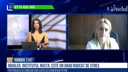 GÂNDUL LIVE. Beatrice Mahler, manager la Institutul „Marius Nasta”: Suntem la capacitate maximă. / Situația trebuie să ne facă să devenim mai responsabili