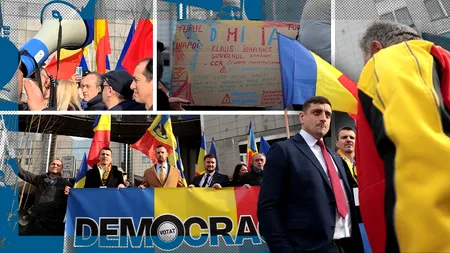 PROTEST AUR în fața Parlamentului European împotriva anulării alegerilor prezidențiale. Circa 150 de persoane sunt prezente la manifestație