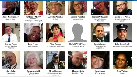 CUTREMURĂTOR. Fotografiile celor 600 de lucrători medicali decimați de COVID-19 în SUA, publicate in memoriam/ Ce spun autorii proiectului despre „măcelul” din sistemul sanitar american