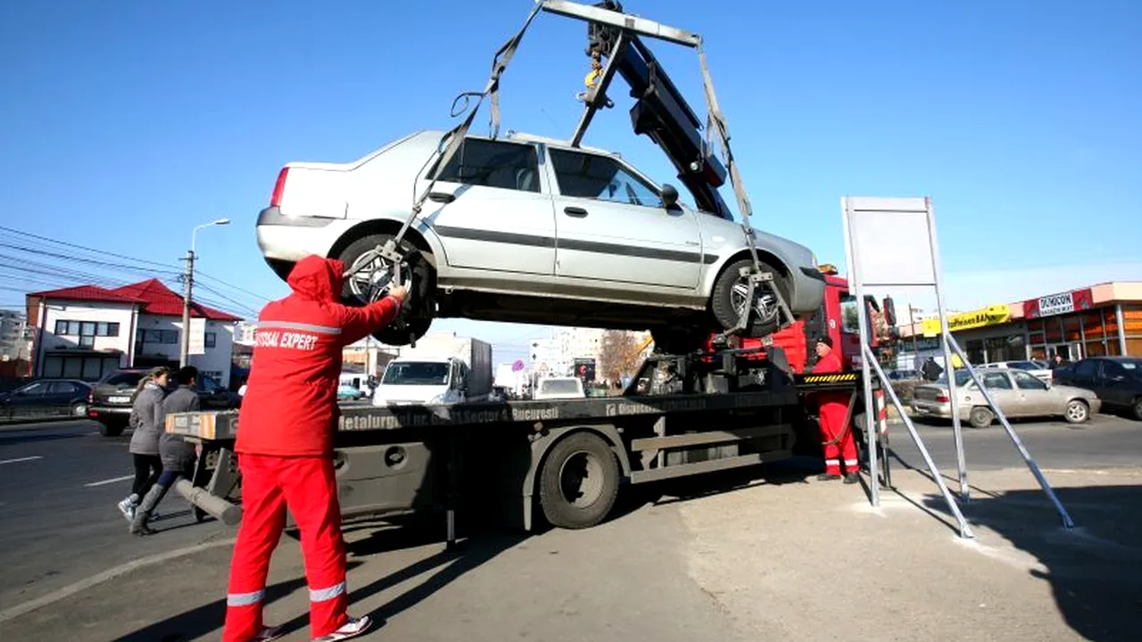 O familie s-a blocat în autoturismul care fusese ridicat pentru parcare ilegală, în Cluj