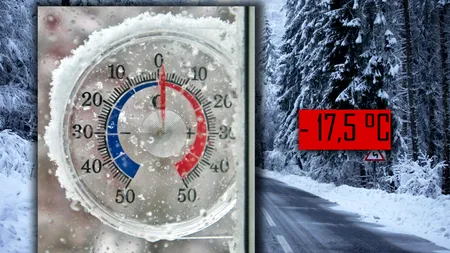 Orașul din România unde temperatura a coborât până la -17,5 grade Celsius, duminică dimineața. Recordul a fost de -35,8 grade