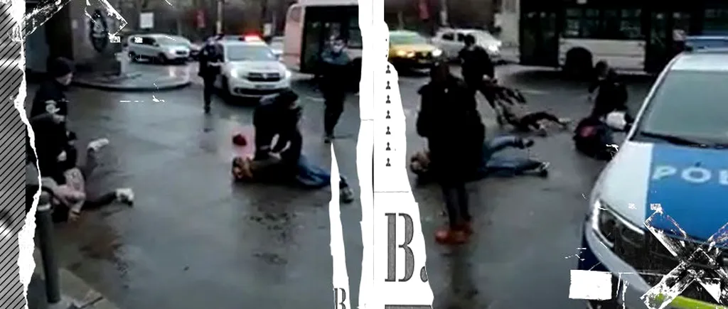 Scene ca în filme la Gara de Nord! Polițiștii „au dat de pământ” cu trei indivizi care consumau alcool pe stradă / VIDEO cu impact emoțional