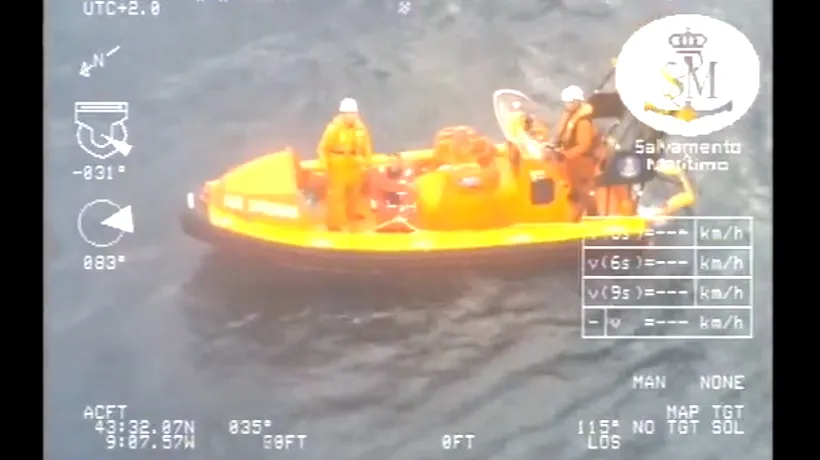 VIDEO | Misiune „aproape imposibilă” a scafandrilor spanioli. Un francez a fost salvat miraculos din apele Oceanului Atlantic după ce a supraviețuit mai multe ore sub o barcă