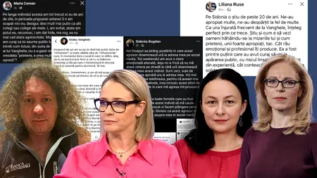 Scandalul dintre jurnaliștii Sidonia Bogdan și Ovidiu Vanghele ia amploare. În apărarea Sidoniei sar Lili Ruse, de la Digi24 și Maria Coman de la Antena 3. 