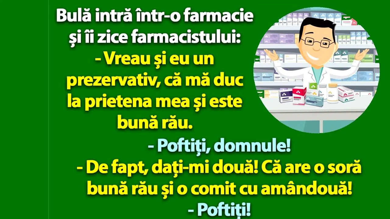 Bancul nopții | Bulă intră în farmacie: 