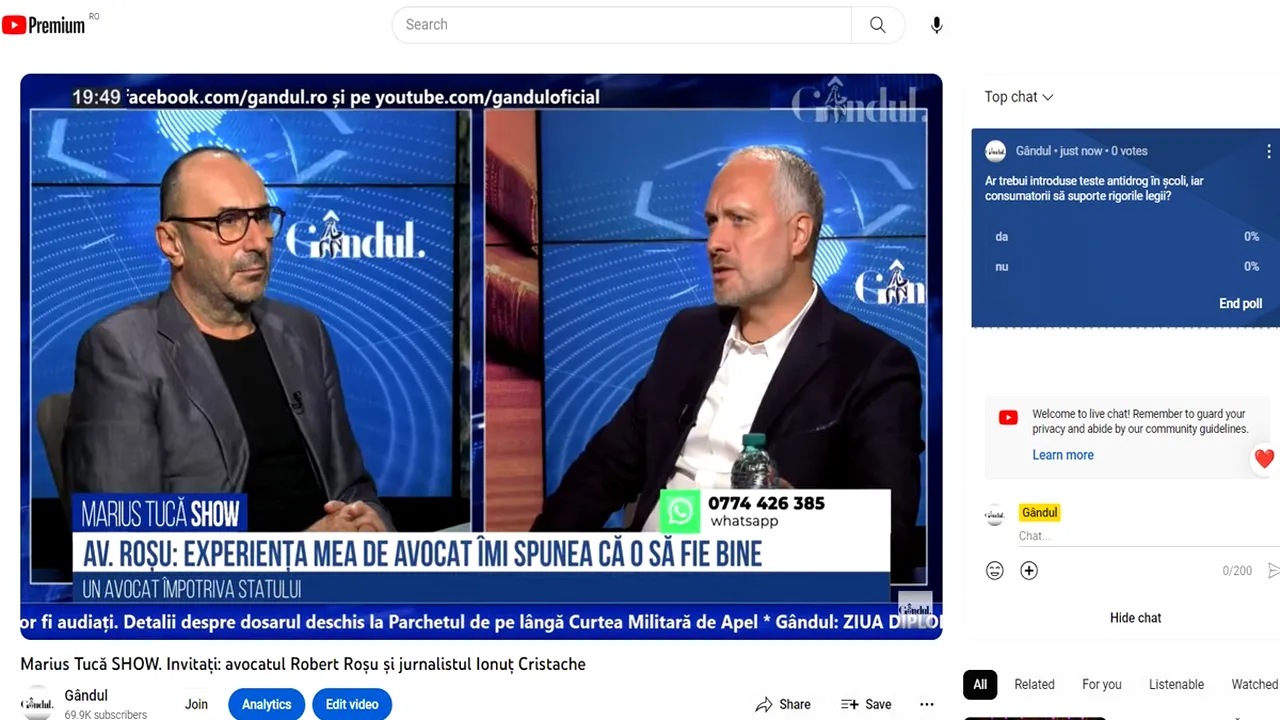 POLL Marius Tucă Show: „Ar trebui introduse teste antidrog în școli, iar consumatorii să suporte rigorile legii?”