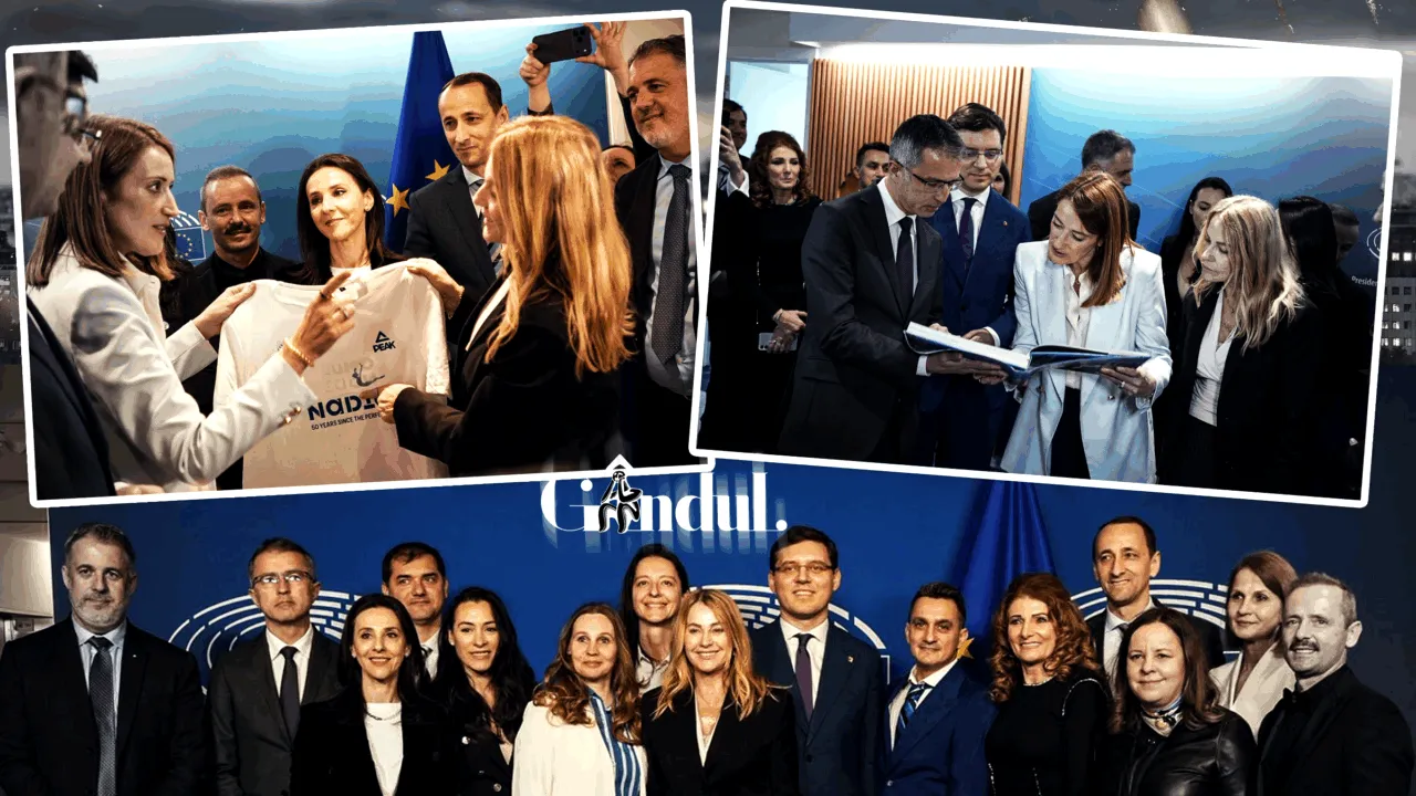 Nadia Comăneci, primită de Roberta Metsola la Parlamentul European, la 50 de ani de la primul 10 din istoria gimnasticii